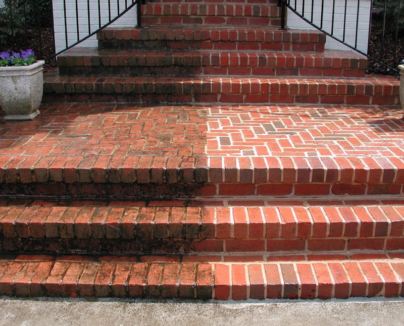 pressure washed brick steps